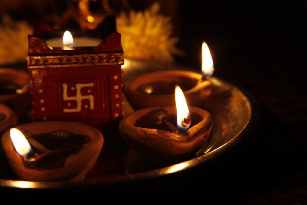Row of Diwali lamps