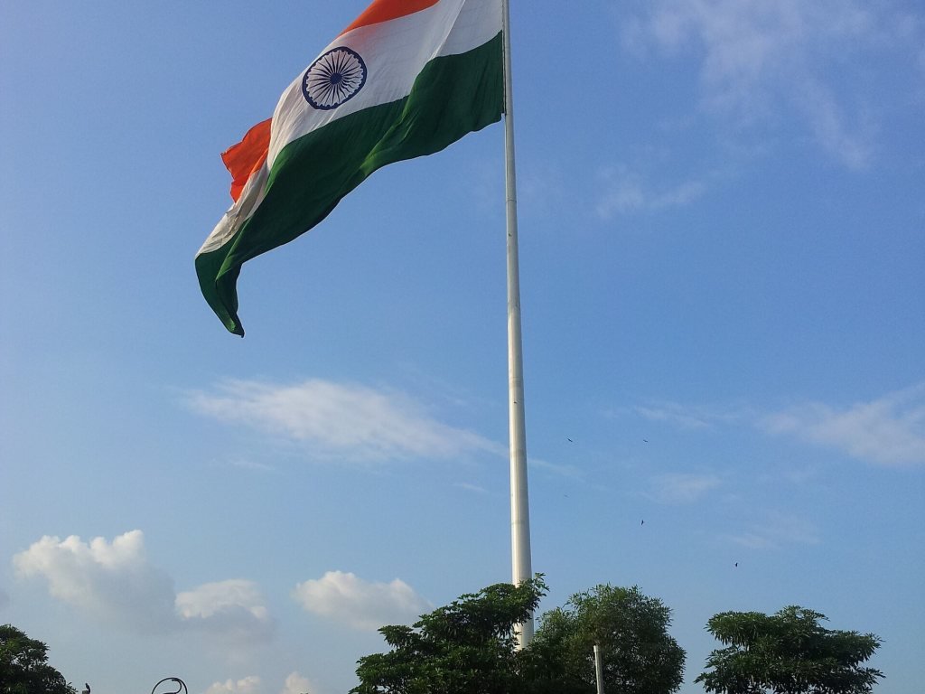 The large national flag at Central Park, Connaught Place, New Delhi