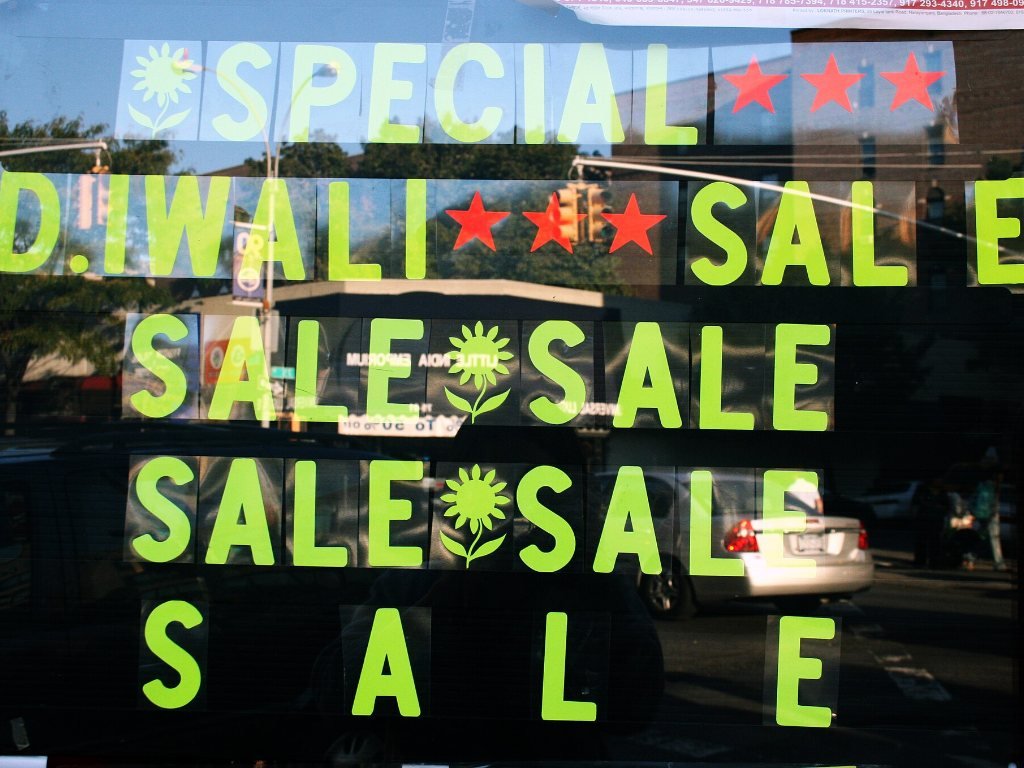 Diwali sale signs in an Indian market