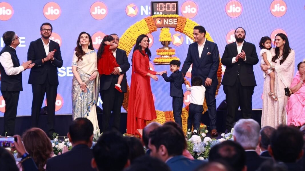 Jio Platforms lists at ₹1,358, a 21% premium: JPL share price, the Ambani bell ceremony and what’s next