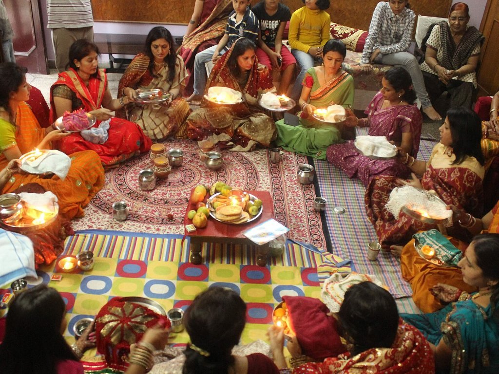 Karwa Chauth puja thali and karwa