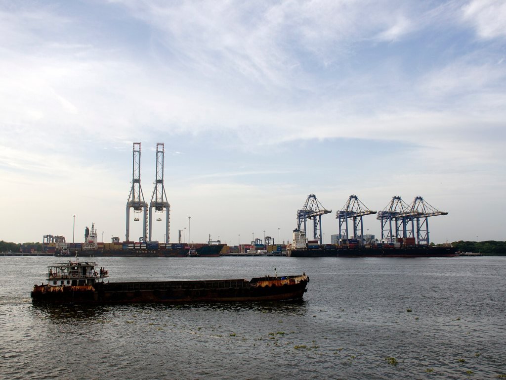 An oil tanker sailing past Cochin Port in Kerala