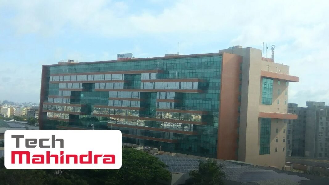 Tech Mahindra logo over its Electronic City campus in Bengaluru