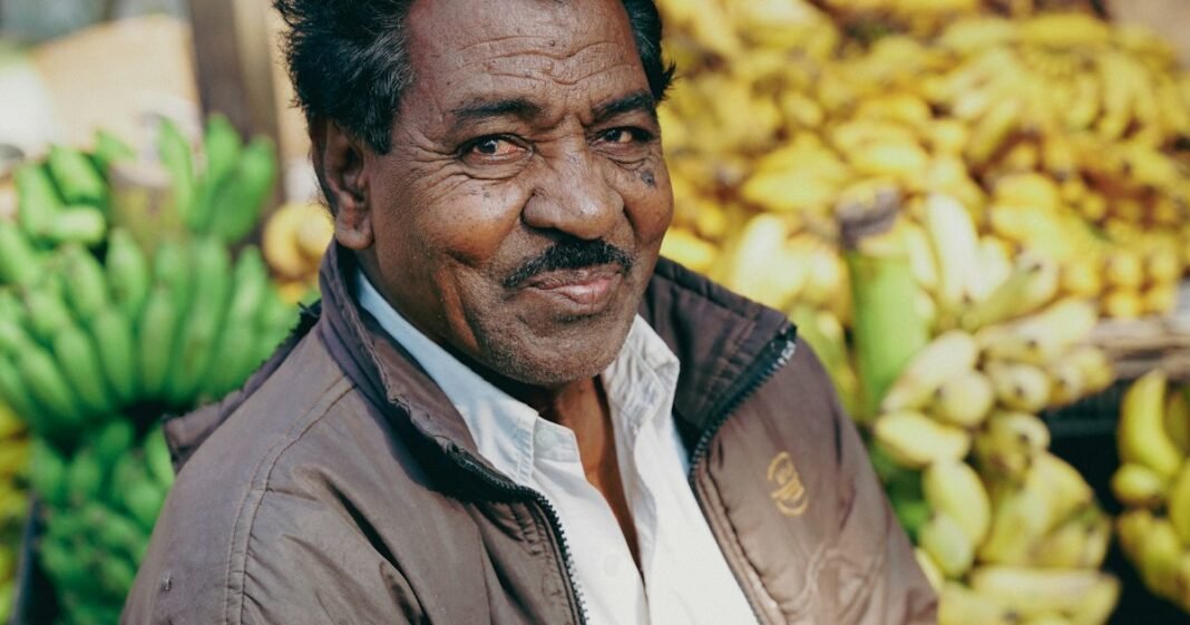 Vegetable vendor at an Indian market